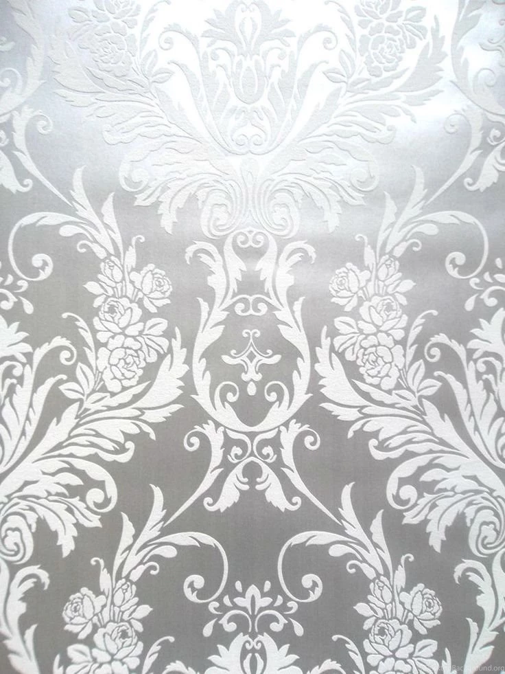 Medina White & Silver Metallic Damask Feature Wallpapers By Debona ...