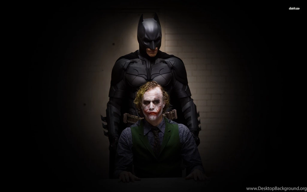 Batman And The Joker, Christian Bale, Heath Ledger, The Dark ...