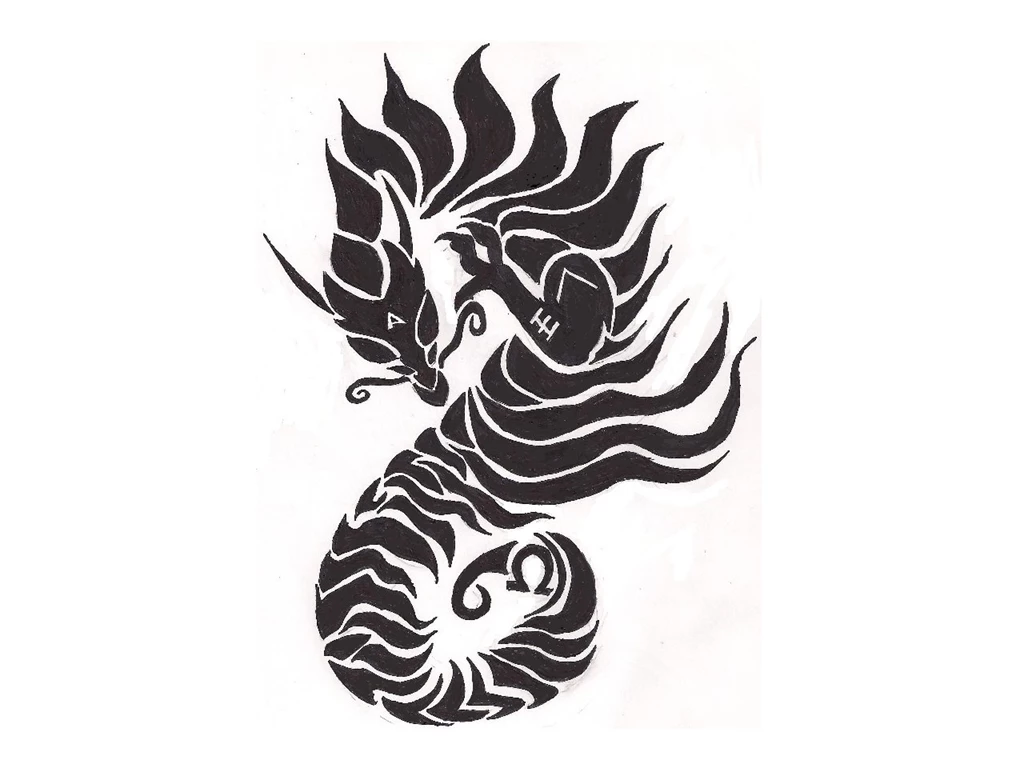 Free Designs   Curvy Tribal Dragon Tattoo Wallpapers