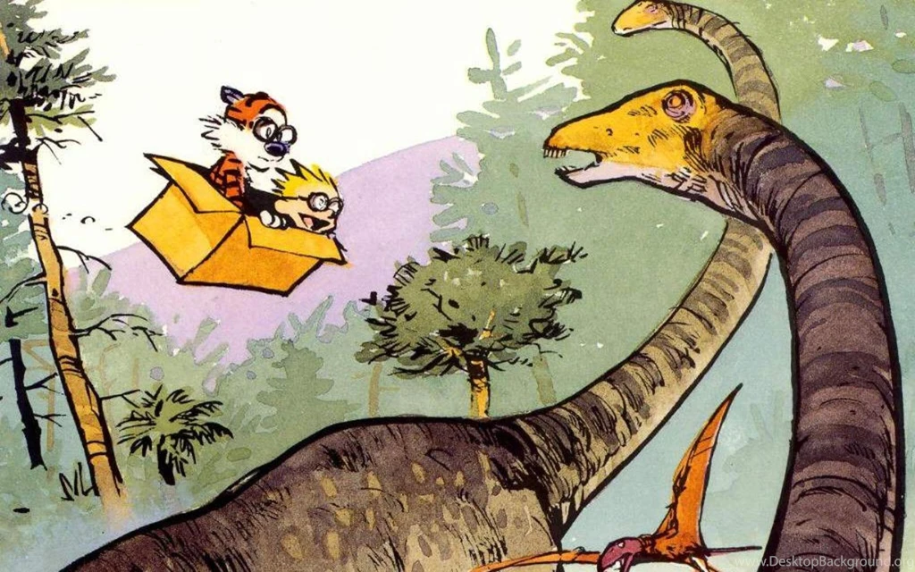 Calvin And Hobbes Dinosaurs Drawing HD Wallpaper,cartoon/comic ...