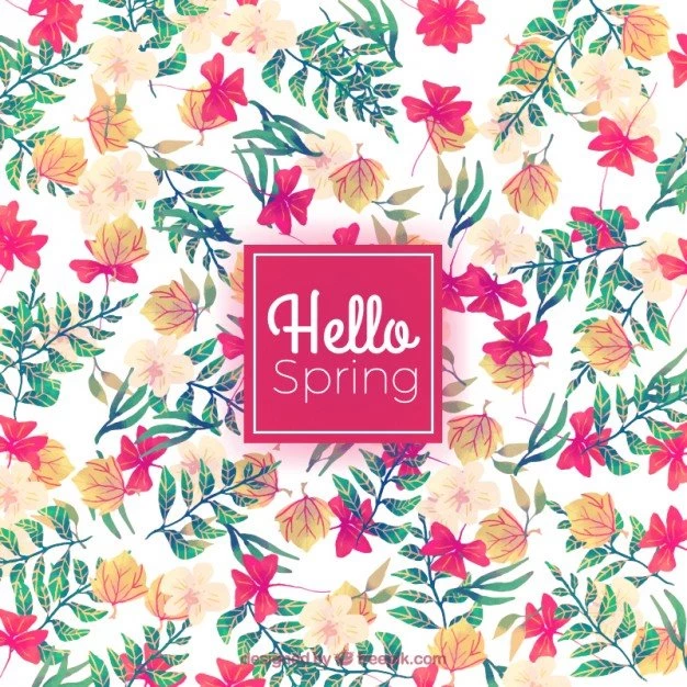 Spring Backgrounds With Watercolor Flowers And Leaves Vector