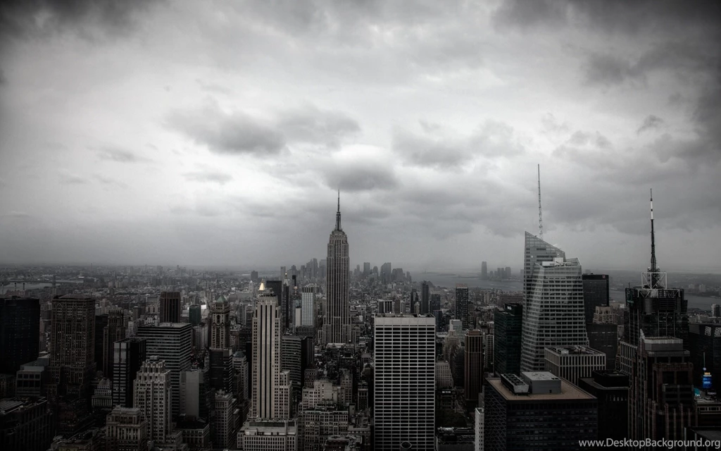 New York Black And White Cloudy Day Skyline Desktop Wallpapers