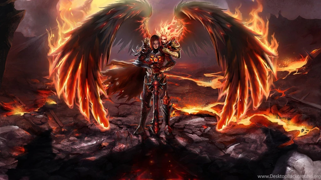 FALLEN ANGEL   Fire Heroes Hell Magic Wallpapers