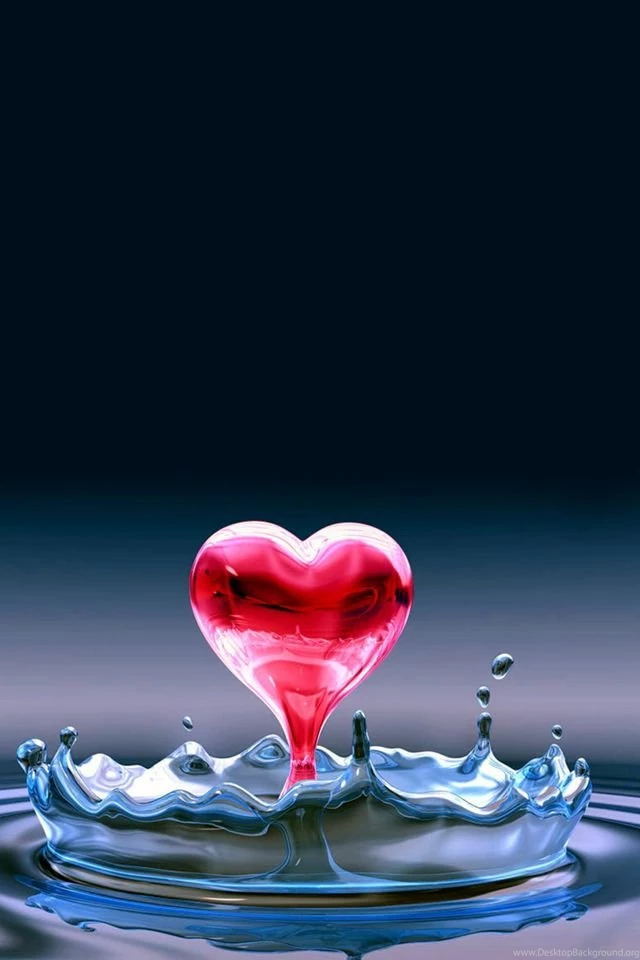 3d Hearts Red Droplet Wallpapers iPhone