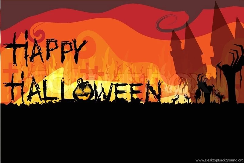 Illustration Of Pumpkine Text With Dark Scary Backgrounds