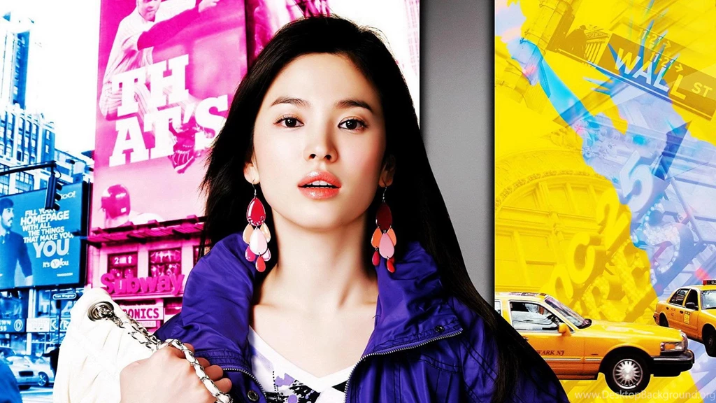 Wallpaper: Song Hye Kyo, Korean Actress, Earrings, Purple Coat ...