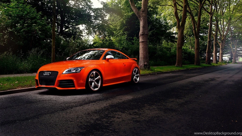 Bright Orange Audi TT In The Street Front Angle View Desktop ...