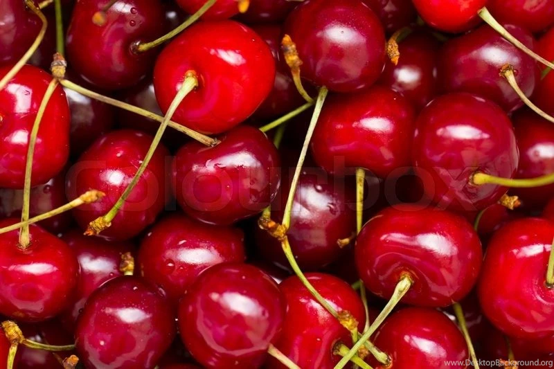 Cherry With Water Drops Close up Over Black Backgrounds Stock Photo