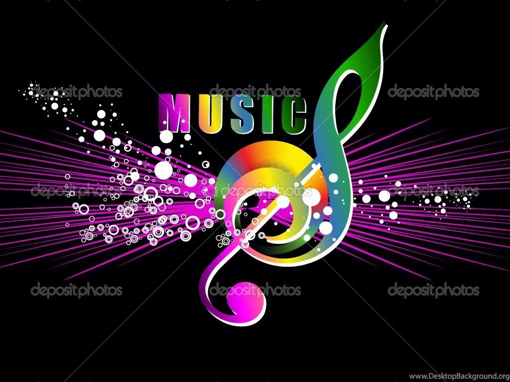 Colorful Neon Music Notes