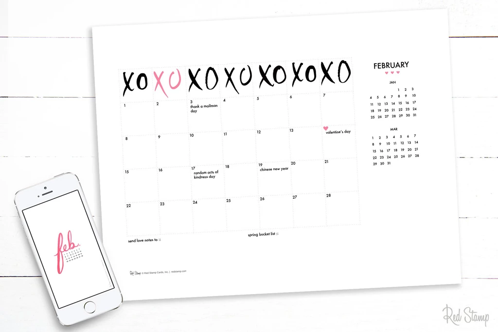 February 2015 Free Calendars And Wallpapers   Red Stamp