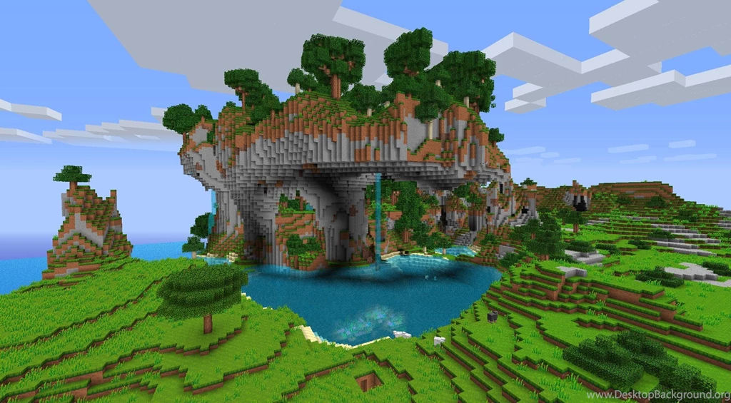 Minecraft Waterfall Landscape Wallpapers