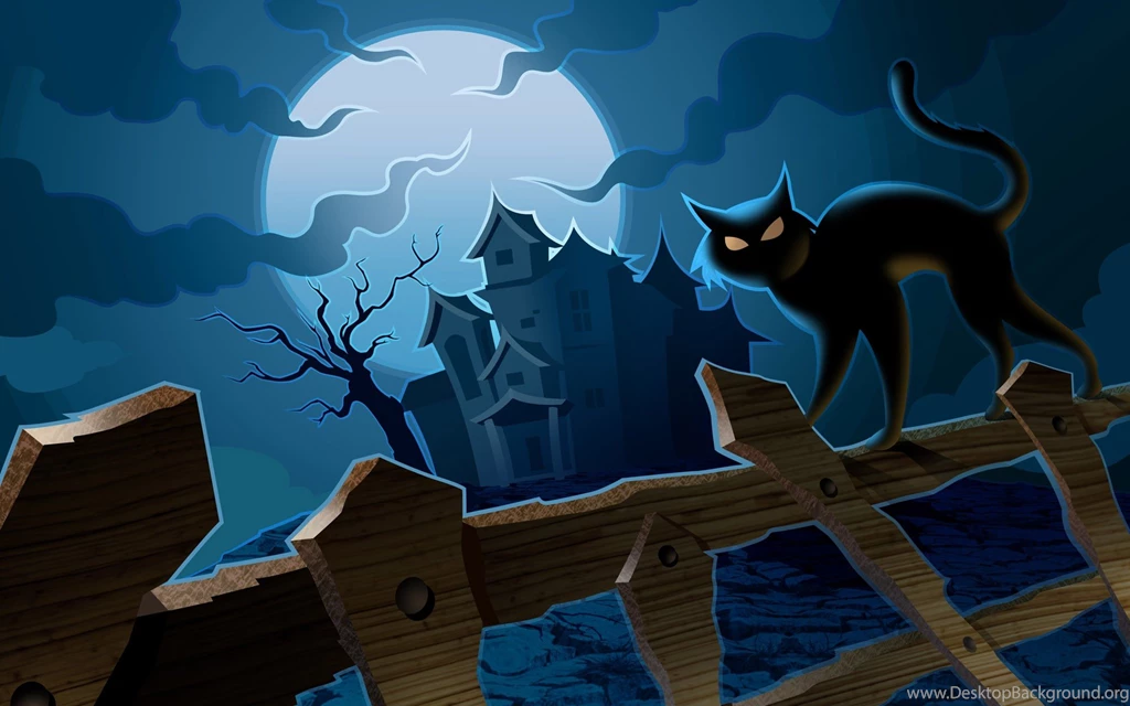Halloween, Night, Fence, Cat, Wallpaper, Computer, Backgrounds ...