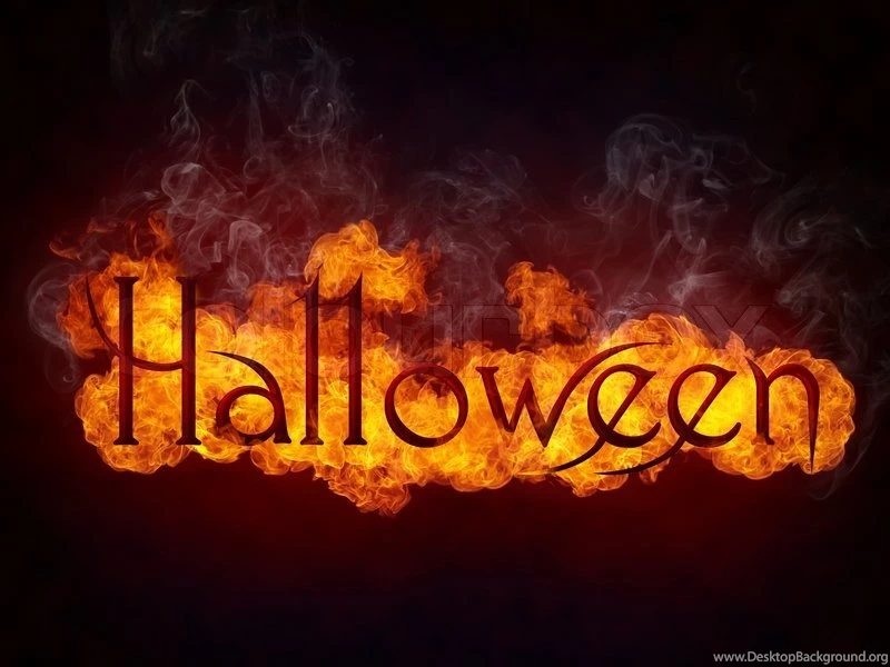 Halloween In Fire Isolated On Black Background. Computer Design ...
