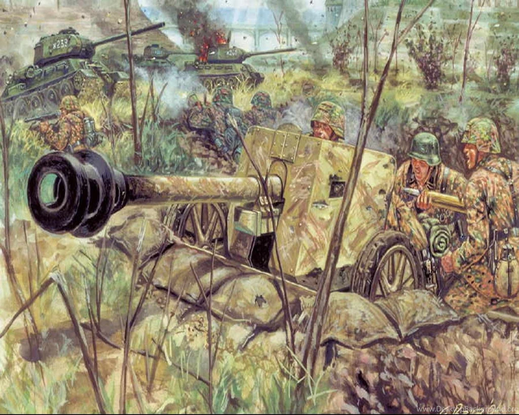 Wallpapers Soldiers Painting Art German PAK 40 AT Gun W/SER Army ...
