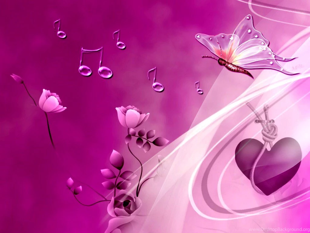 Pink Heart And Butterflies Uhd Wallpapers Ultra High Definition ...