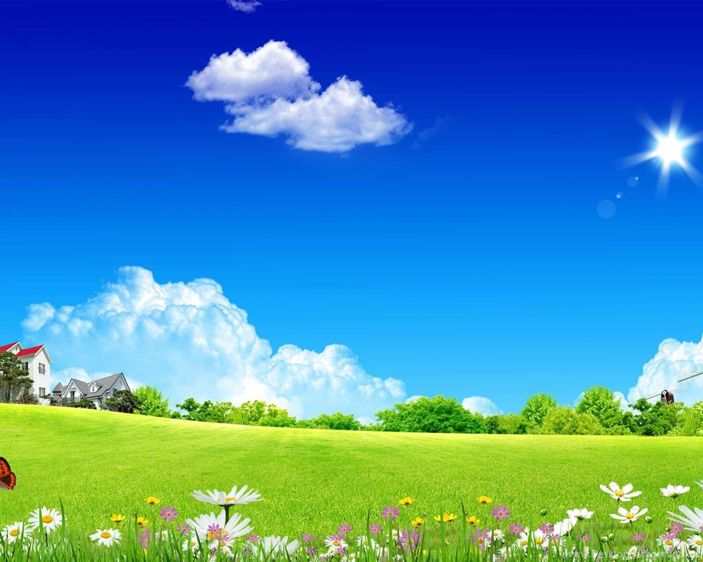 Meadow Cloud House Art Digital Meadow By The City Sun Sky City HD ...