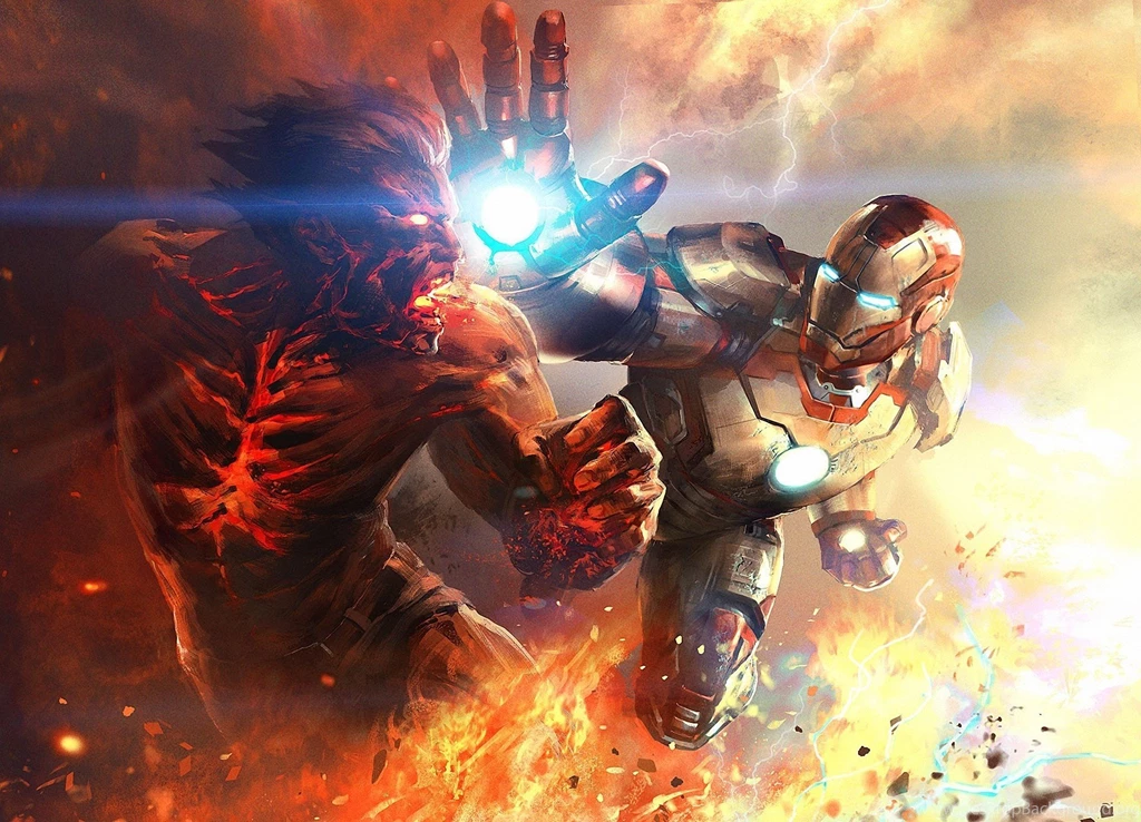 Fire Battle Iron Man 3 Metal Art Wallpapers