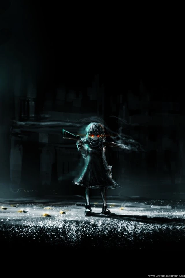 Download Wallpapers 640x960 Dark Anime, Girl, Art, Dark, Night ...