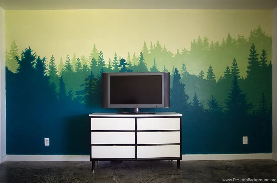 Forest Wall Mural   Bedroom Makeover