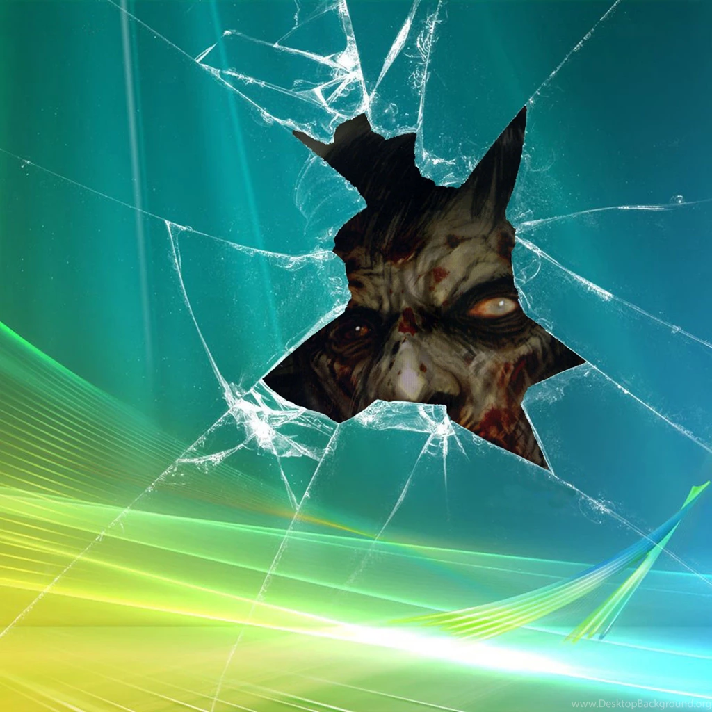 Zombie Behind Broken Glass iPad 1 & 2 Wallpapers