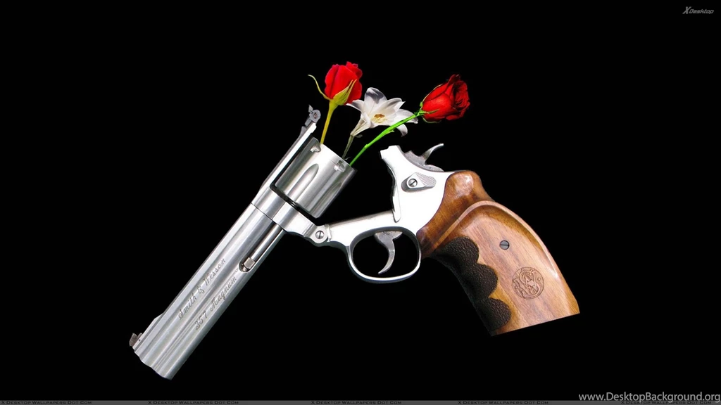 Guns And Roses On Black Backgrounds Wallpapers