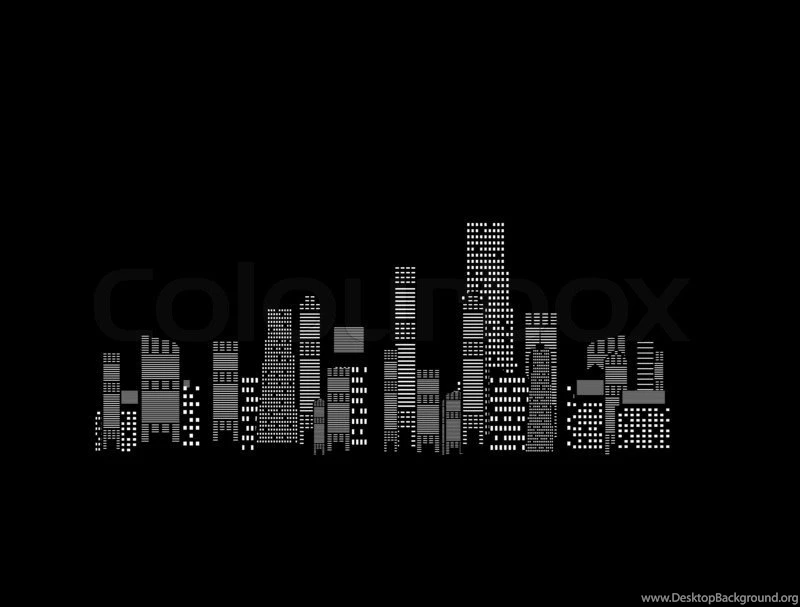 Illustration Of Cities Silhouette On Black Backgrounds
