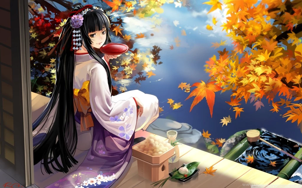 Autumn Anime Scenery HD Desktop Wallpapers : Widescreen : Fullscreen