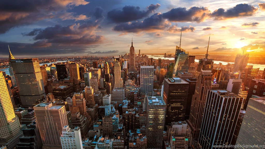 Download New York City Skyline At Sunset HD Wallpapers For 4K 3840 ...