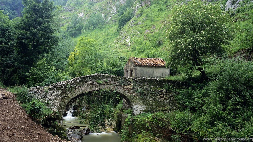 Stone Bridge Cabin On Mountain Stream >> HD Wallpaper, Get It Now!