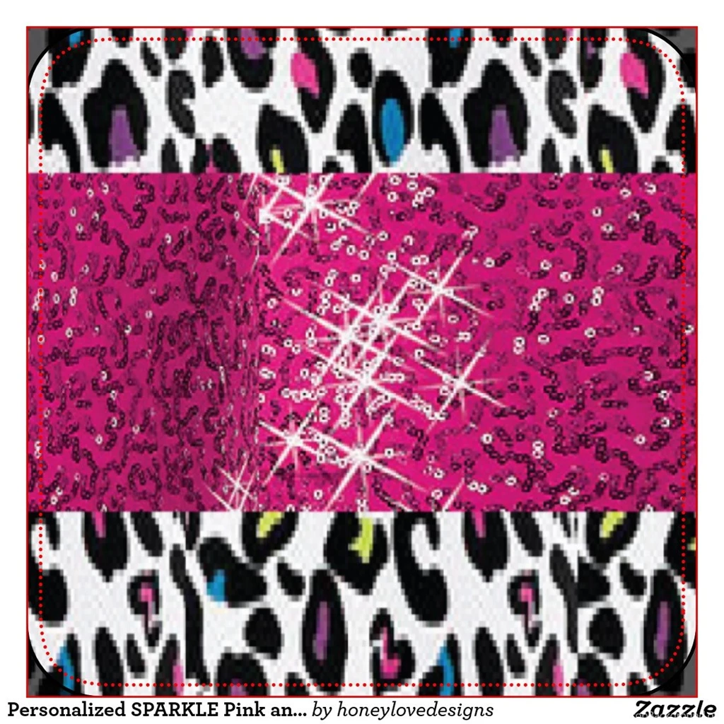 Personalized SPARKLE Pink And Cheetah Backgrounds Square Sticker ...