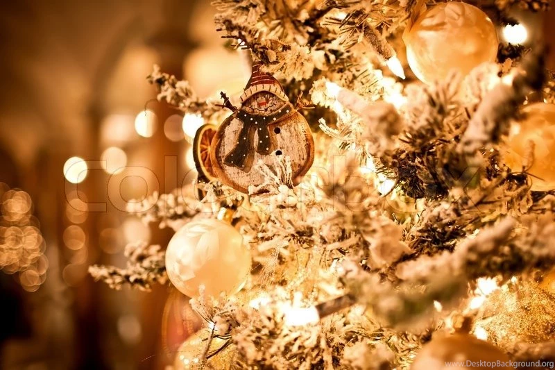 Christmas Tree With Ornaments Defocused Lights On Backgrounds ...
