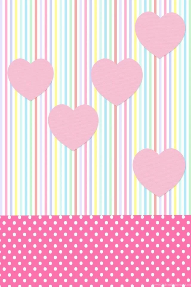 Pastel Pink Hearts, Stripes & Polka Dots Wallpaper. Desktop Background