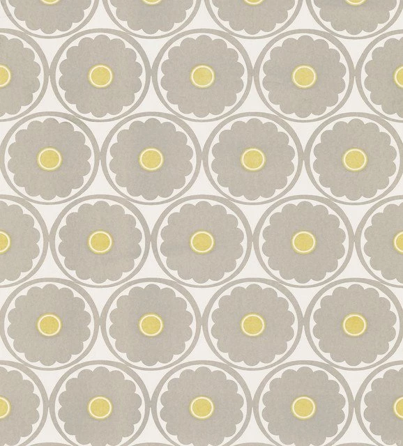 Flower Power Light Grey Retro Floral Wallpaper, Swatch ...