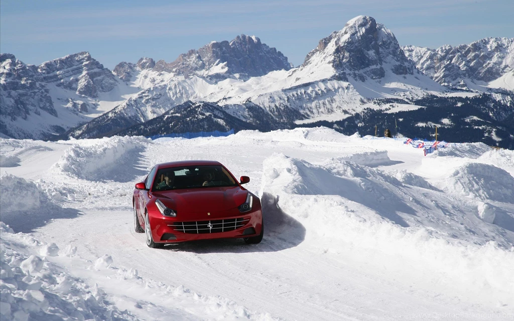 Ferrari FF On Snow Mountain Wallpapers Full HD