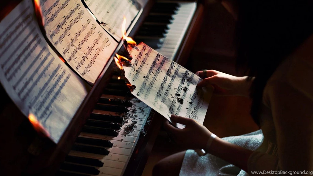 Key Piano Sheet Burning Music Sheets Music Fire HD Wallpapers ...