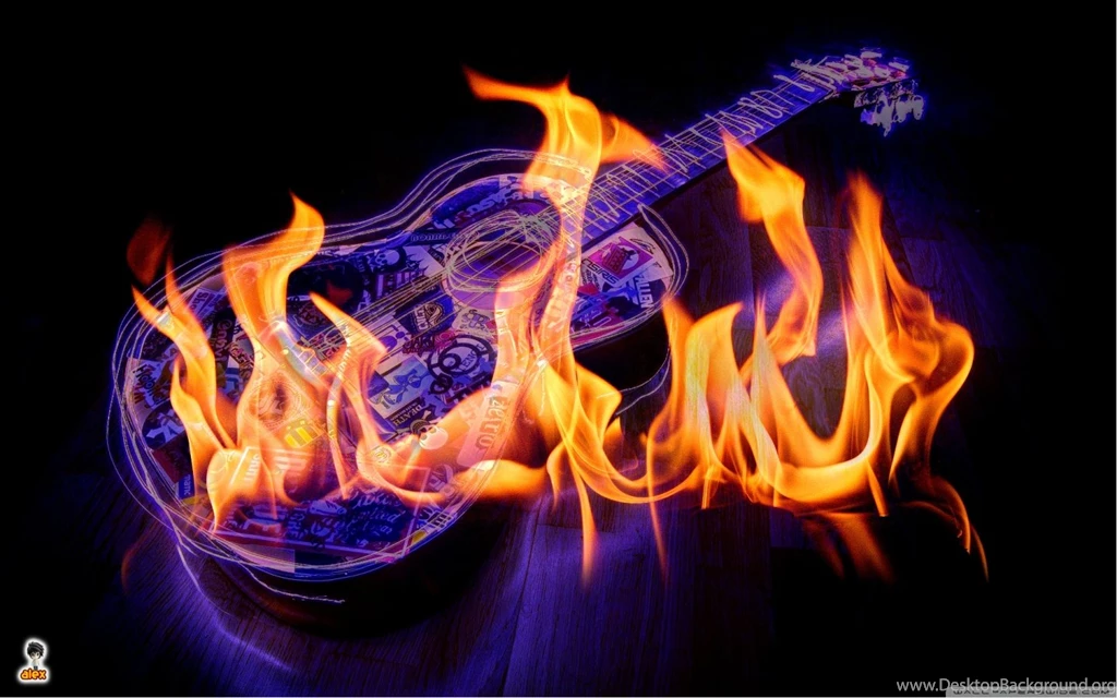 Guitar On Fire HD Desktop Wallpapers : Widescreen