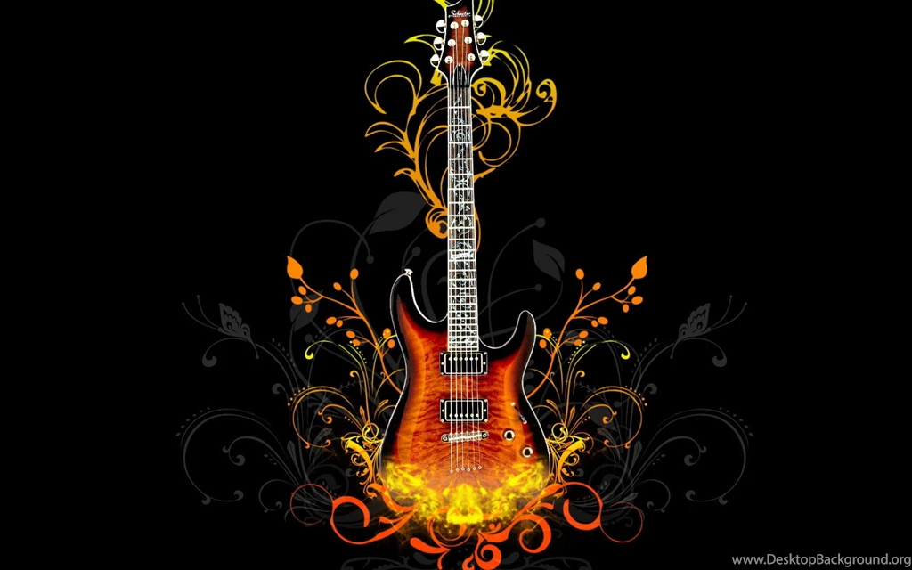 Download Wallpapers 3840x2400 Guitar, Fire, Light Ultra HD 4K HD ...