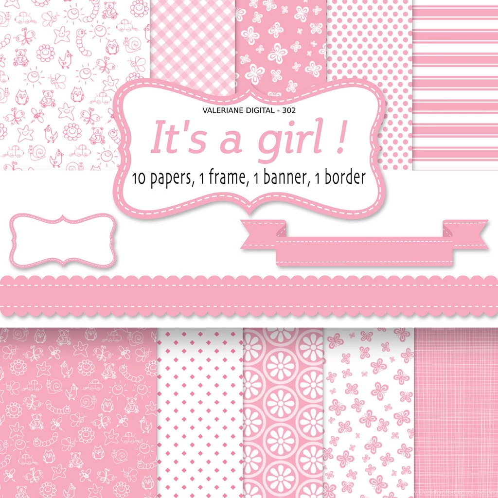 Baby Girl Digital Paper Pink Baby Backgrounds By ValerianeDigital