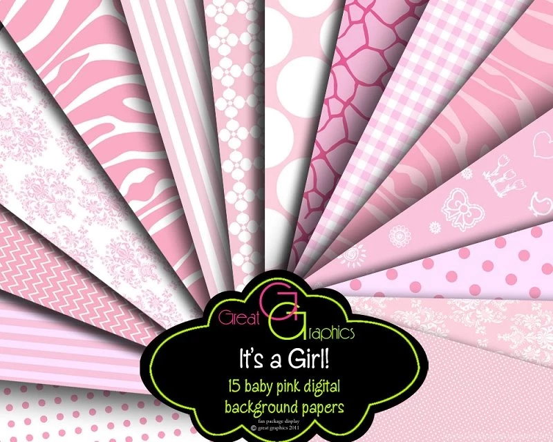 Baby Girl Backgrounds, Printable Pink Digital Backgrounds