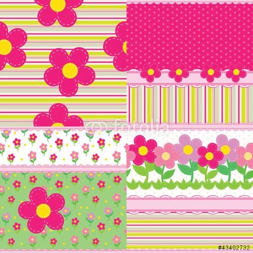 Set Of Vector Backgrounds For A Baby Girl" Stock Image And Royalty ...