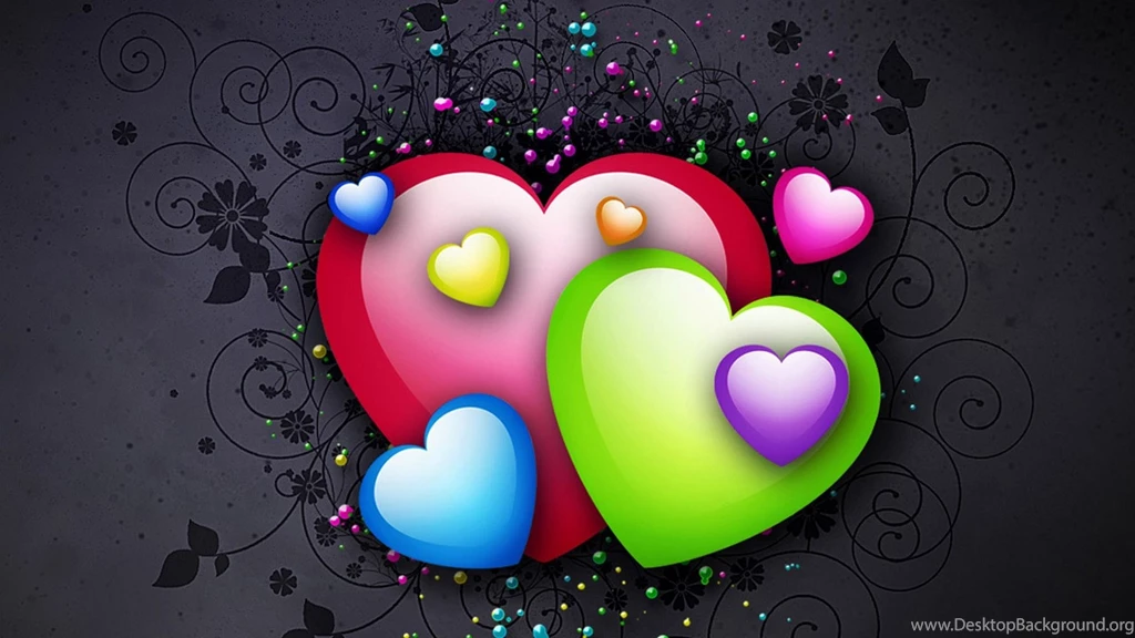 Download 1920x1080 HD Wallpapers Heart Backgrounds Variegated ...