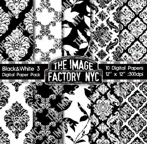 Black & White Vintage Wallpapers And Damask By TheImageFactoryNYC
