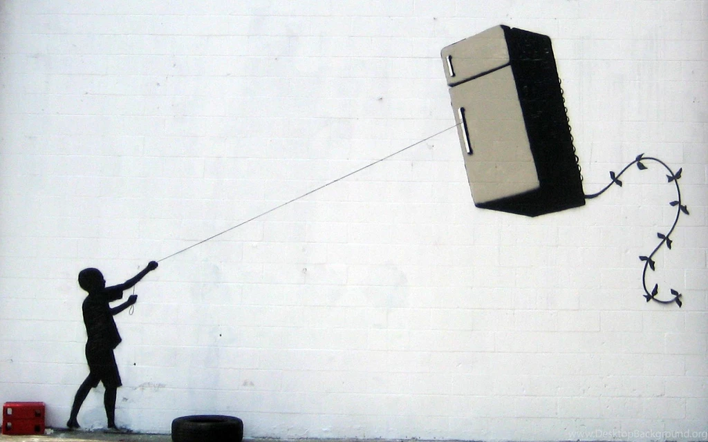 Flying Kite Banksy Fridge