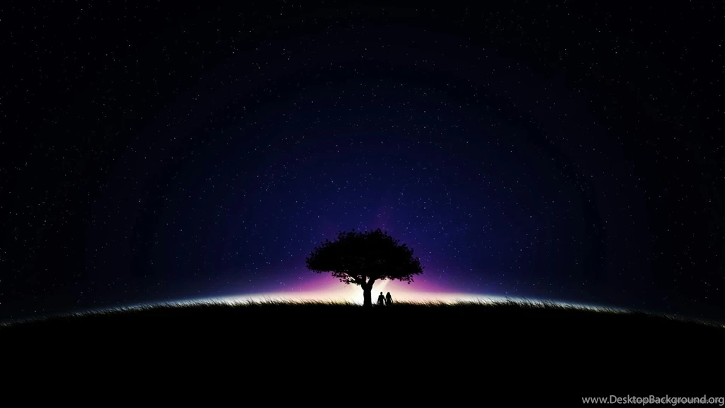 Silhouettes Of A Tree And Two People Wallpapers For Samsung Galaxy Tab