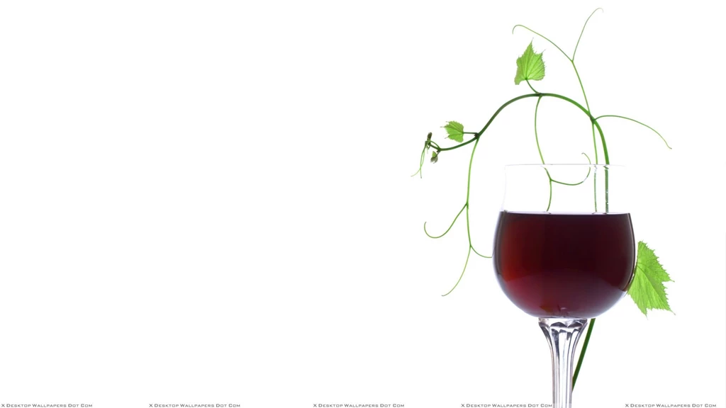 Red Wine With Green Leaves And White Backgrounds Wallpapers