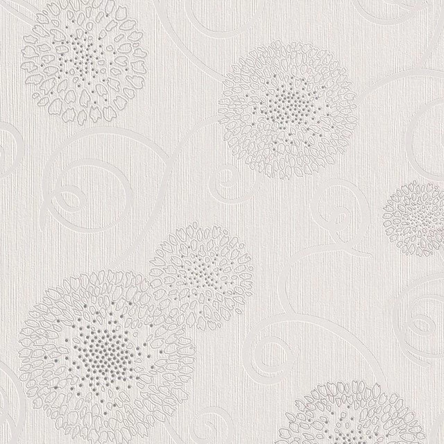 Floral Fireworks Wallpaper, White, Double Roll   Transitional ...