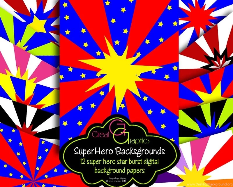 Superhero Backgrounds, Printable Super Hero Digital Backgrounds
