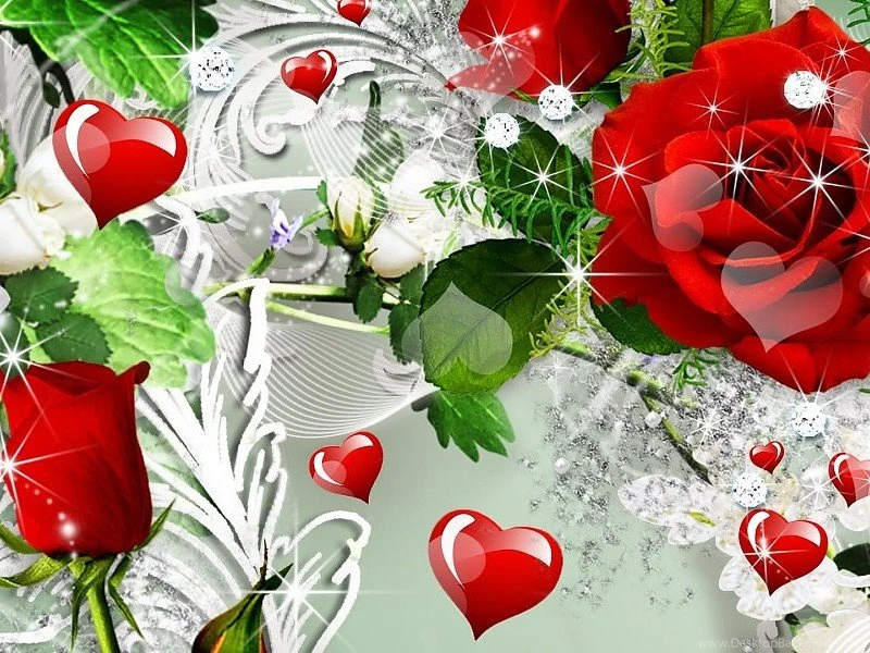 Red Roses Red Hearts Free Desktop Backgrounds And Wallpapers