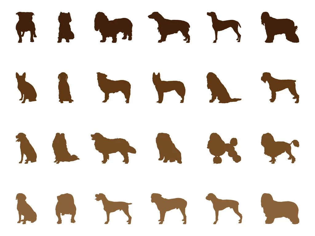 Dog Silhouettes Set Vector Art & Graphics