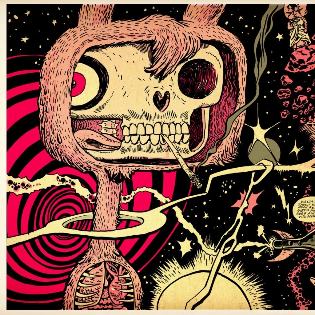 Download Wallpapers 1024x1024 Rabbit, Skull, Viscera, Space, Ship ...